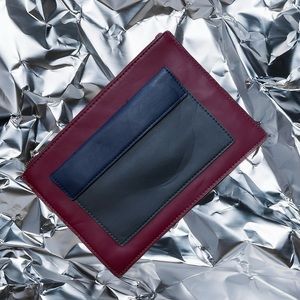 Mango purse in burgundy and dark blue.